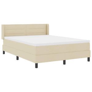 vidaXL Box Spring Bed with Headboard Cream 190 x 140 cm Fabric