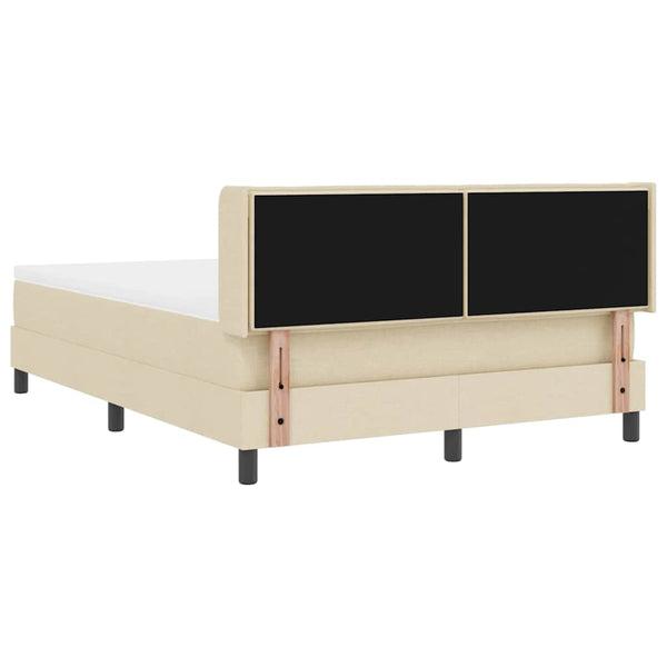 vidaXL Box Spring Bed with Headboard Cream 190 x 140 cm Fabric