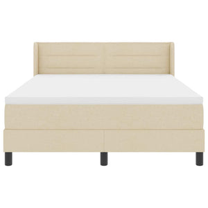 vidaXL Box Spring Bed with Headboard Cream 190 x 140 cm Fabric