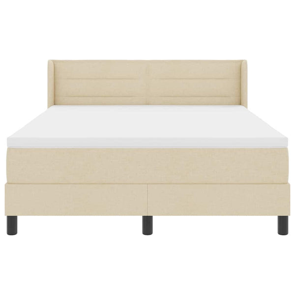 vidaXL Box Spring Bed with Headboard Cream 190 x 140 cm Fabric