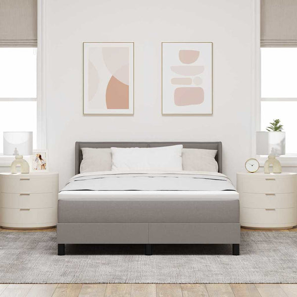 vidaXL Box Spring Bed with Headboard Taupe 200 x 140 cm Fabric