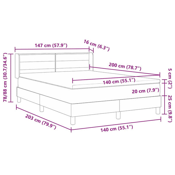 vidaXL Box Spring Bed with Headboard Taupe 200 x 140 cm Fabric