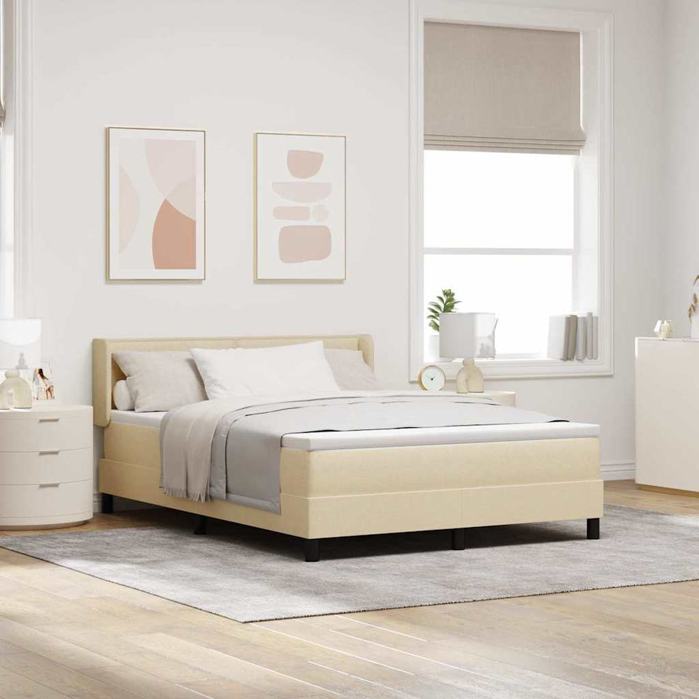 vidaXL Box Spring Bed with Headboard Cream 200 x 140 cm Fabric