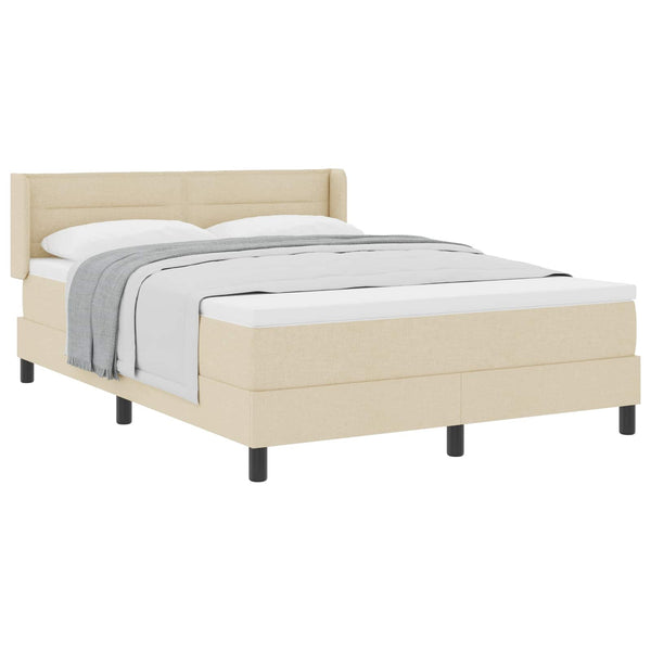 vidaXL Box Spring Bed with Headboard Cream 200 x 140 cm Fabric