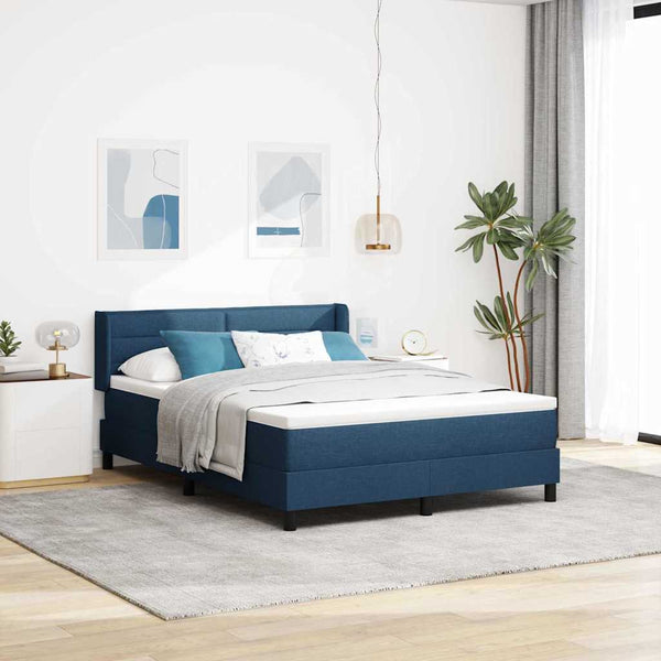 vidaXL Box Spring Bed with Headboard Blue 200 x 140 cm Fabric
