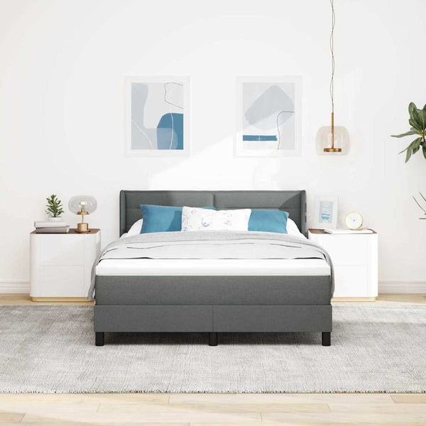 vidaXL Box Spring Bed with Headboard Dark Grey 200 x 160 cm Fabric