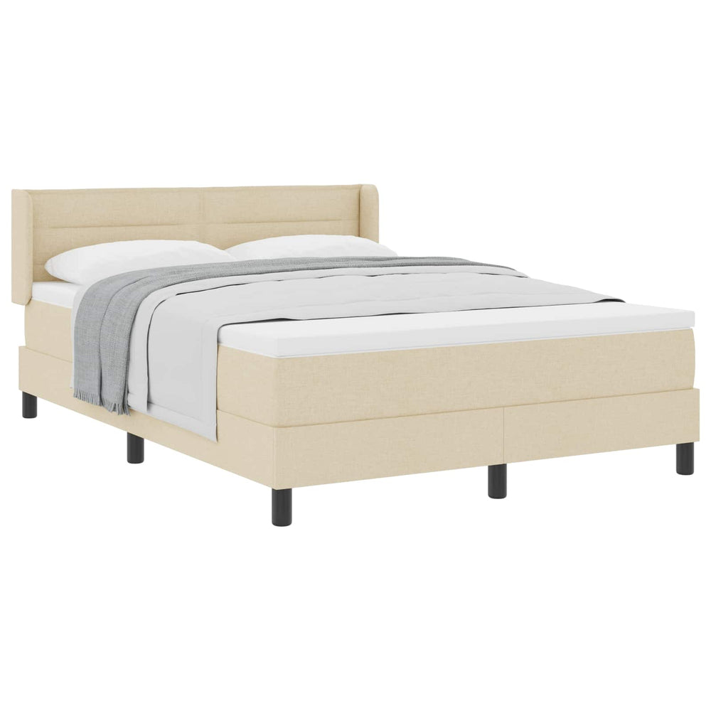 vidaXL Box Spring Bed with Headboard Cream 200 x 160 cm Fabric