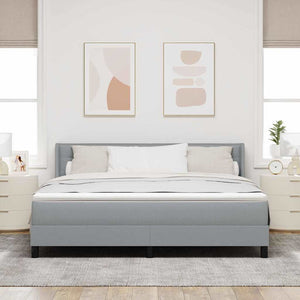 vidaXL Box Spring Bed with Headboard Light Gray 200 x 180 cm Fabric