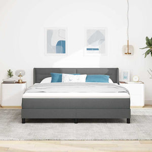 vidaXL Box Spring Bed with Headboard Dark Grey 200 x 180 cm Fabric