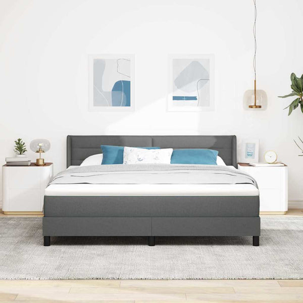 vidaXL Box Spring Bed with Headboard Dark Grey 200 x 180 cm Fabric