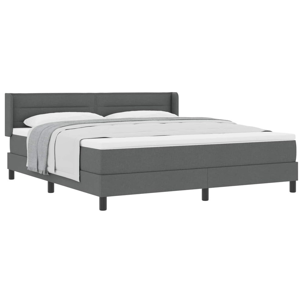 vidaXL Box Spring Bed with Headboard Dark Grey 200 x 180 cm Fabric