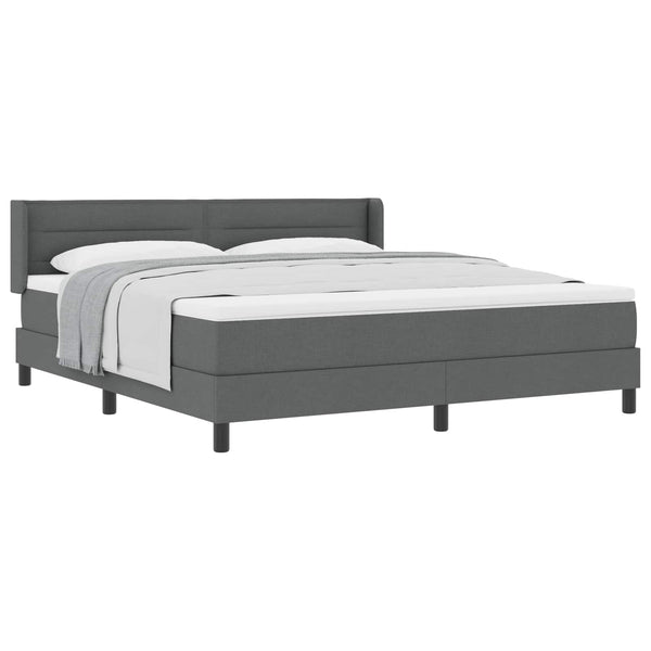 vidaXL Box Spring Bed with Headboard Dark Grey 200 x 180 cm Fabric