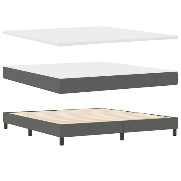 vidaXL Box Spring Bed with Headboard Dark Grey 200 x 180 cm Fabric