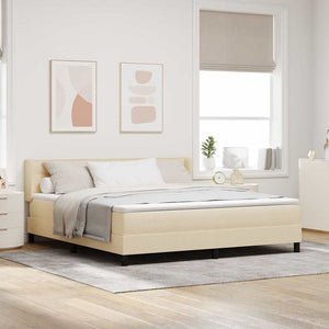 vidaXL Box Spring Bed with Headboard Cream 200 x 180 cm Fabric