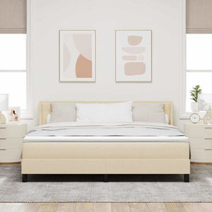 vidaXL Box Spring Bed with Headboard Cream 200 x 180 cm Fabric