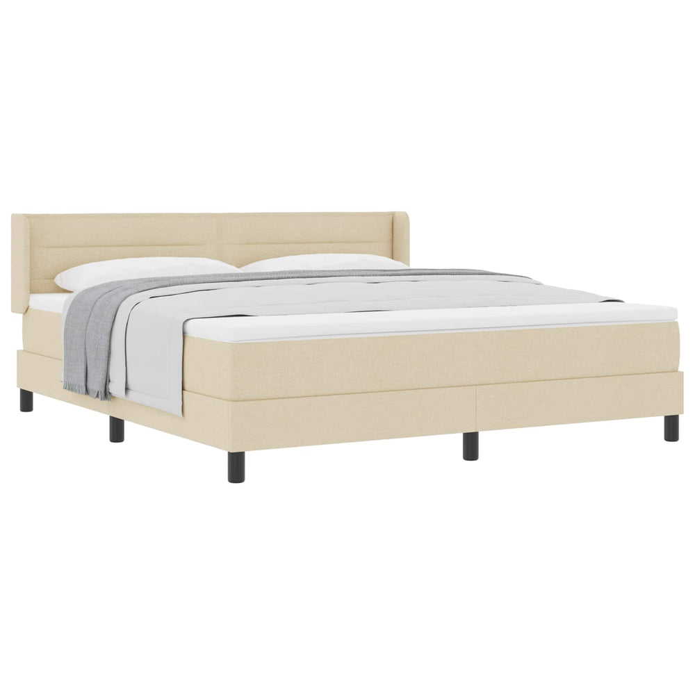 vidaXL Box Spring Bed with Headboard Cream 200 x 180 cm Fabric