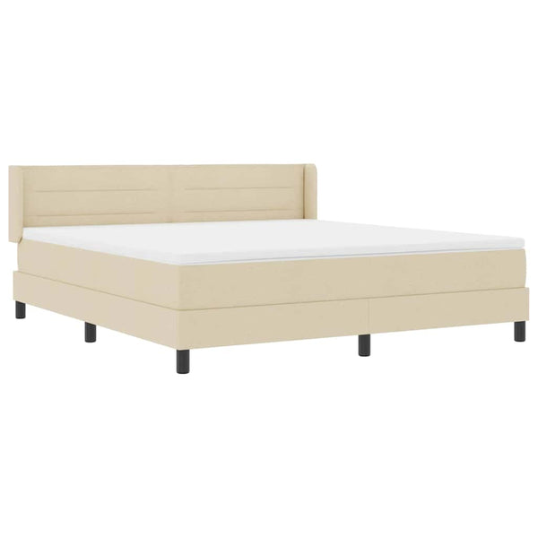 vidaXL Box Spring Bed with Headboard Cream 200 x 180 cm Fabric