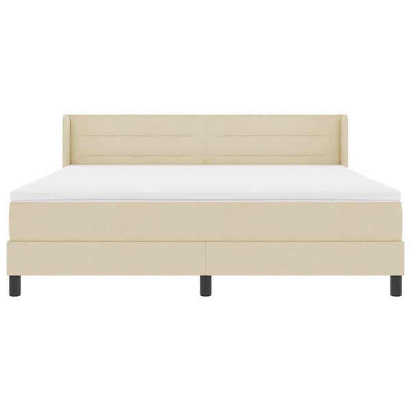 vidaXL Box Spring Bed with Headboard Cream 200 x 180 cm Fabric
