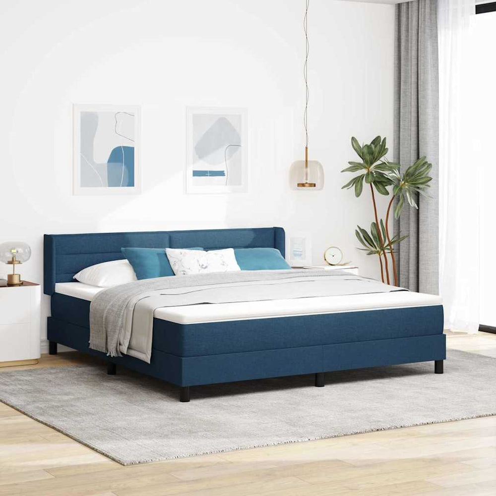 vidaXL Box Spring Bed with Headboard Blue 200 x 180 cm Fabric