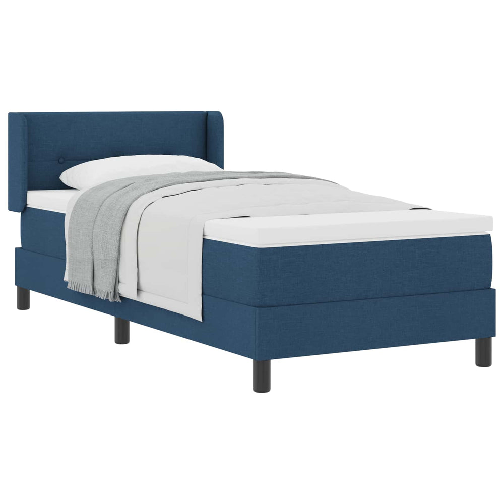 vidaXL Box Spring Bed with Headboard Blue 200 x 80 cm Fabric