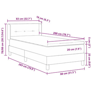 vidaXL Box Spring Bed with Headboard Blue 200 x 80 cm Fabric