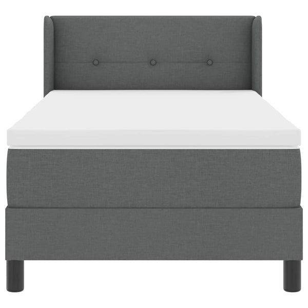 vidaXL Box Spring Bed with Headboard Dark Grey 190 x 90 cm Fabric