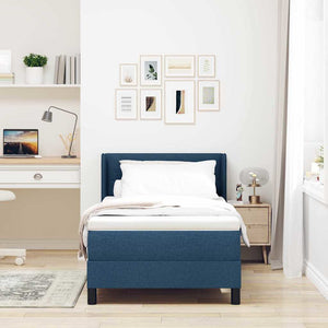 vidaXL Box Spring Bed with Pillows with Headboard Blue 200 x 90 cm Fabric