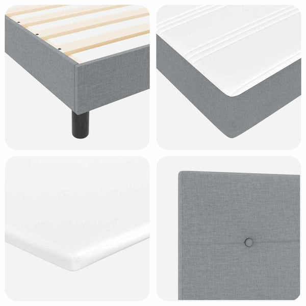 vidaXL Box Spring Bed with Headboard Light Gray 200 x 100 cm Fabric