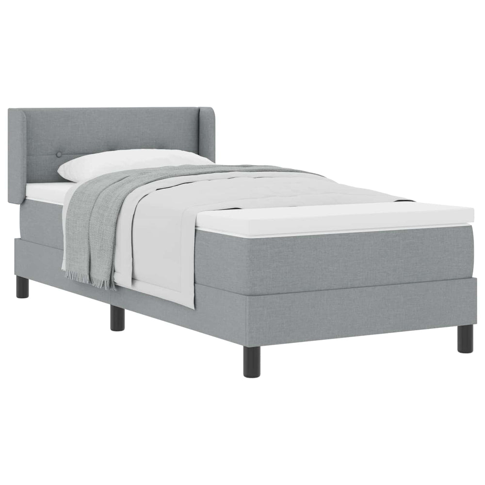 vidaXL Box Spring Bed with Headboard Light Gray 200 x 100 cm Fabric