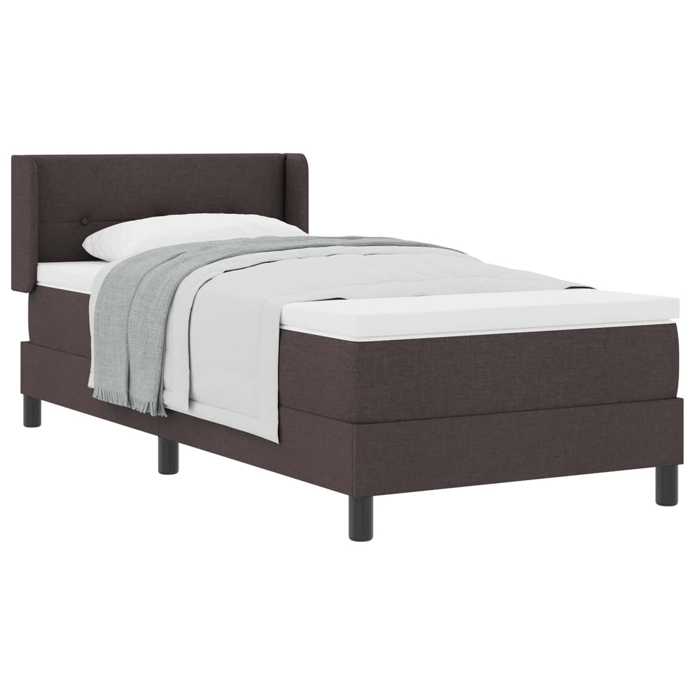 vidaXL Box Spring Bed with Headboard Dark Brown 200 x 100 cm Fabric