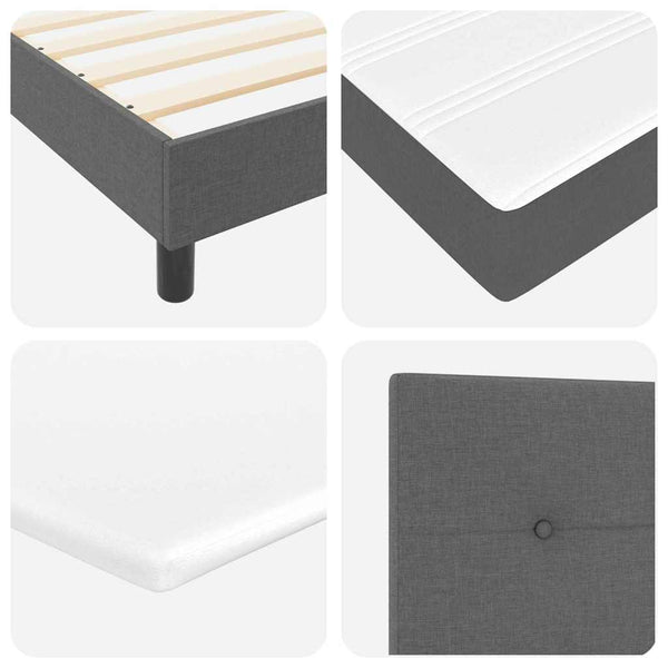 vidaXL Box Spring Bed with Pillows Dark Grey 190 x 140 cm Fabric