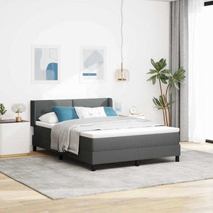 vidaXL Box Spring Bed with Pillows Dark Grey 190 x 140 cm Fabric
