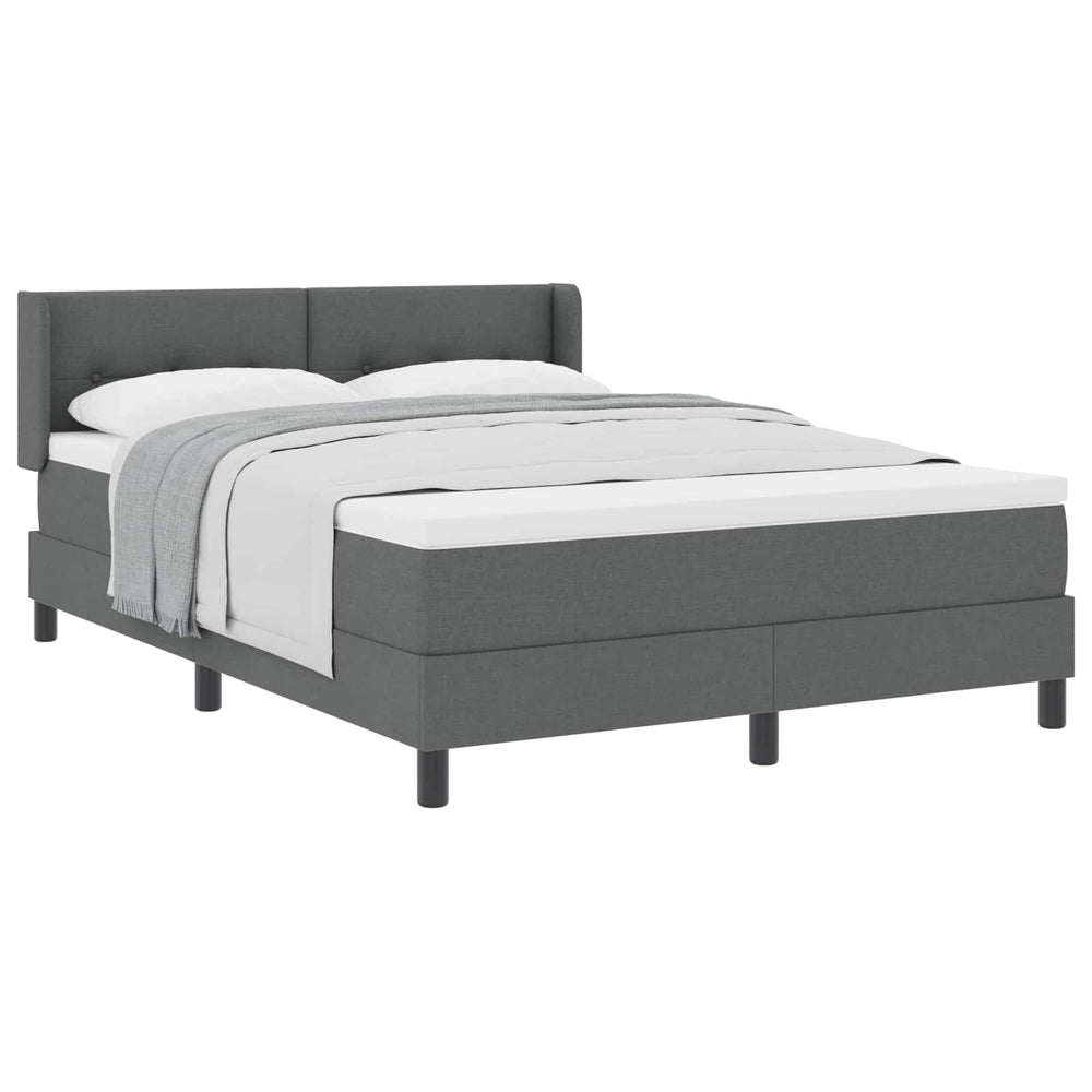 vidaXL Box Spring Bed with Pillows Dark Grey 190 x 140 cm Fabric