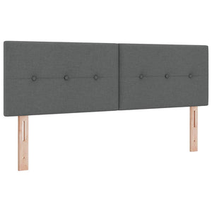 vidaXL Box Spring Bed with Pillows Dark Grey 190 x 140 cm Fabric