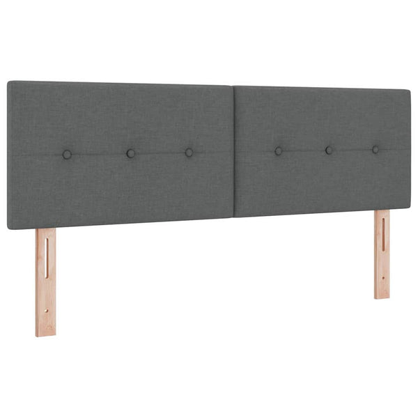 vidaXL Box Spring Bed with Pillows Dark Grey 190 x 140 cm Fabric