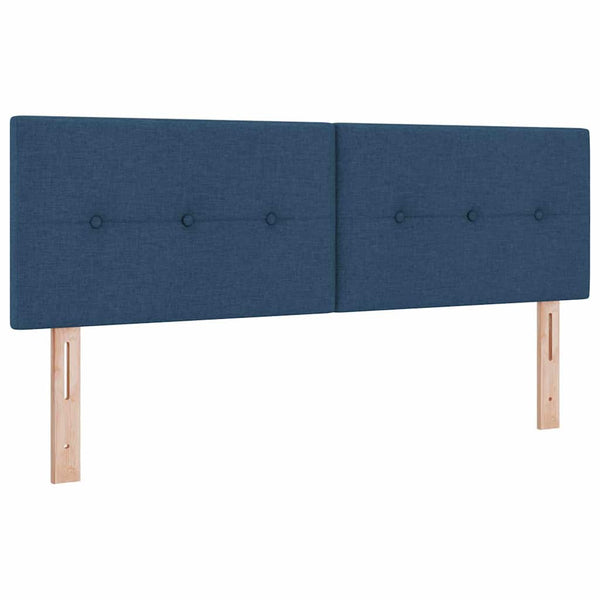 vidaXL Box Spring Bed with Pillows and Headboard Blue 190 x 140 cm Fabric