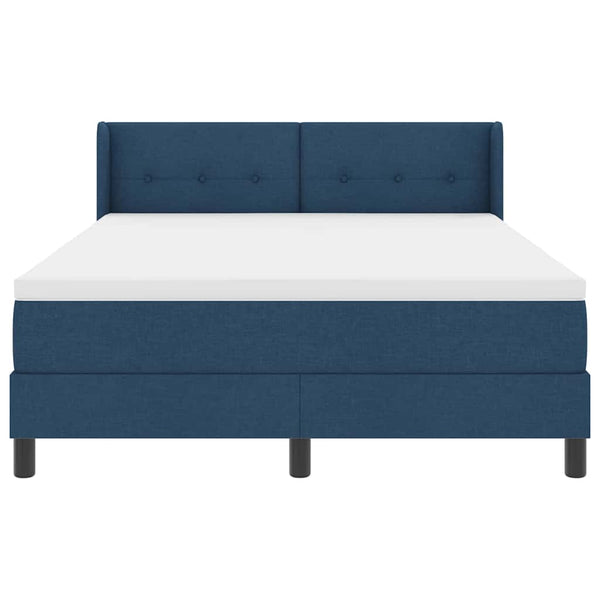 vidaXL Box Spring Bed with Pillows and Headboard Blue 190 x 140 cm Fabric