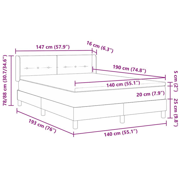 vidaXL Box Spring Bed with Pillows and Headboard Blue 190 x 140 cm Fabric