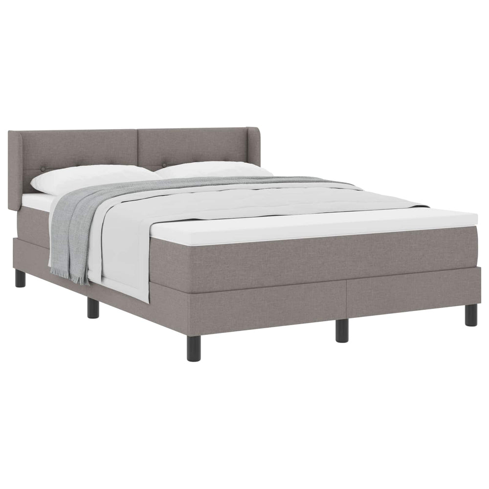 vidaXL Box Spring Bed with Pillows and Headboard Taupe 200 x 140 cm Fabric