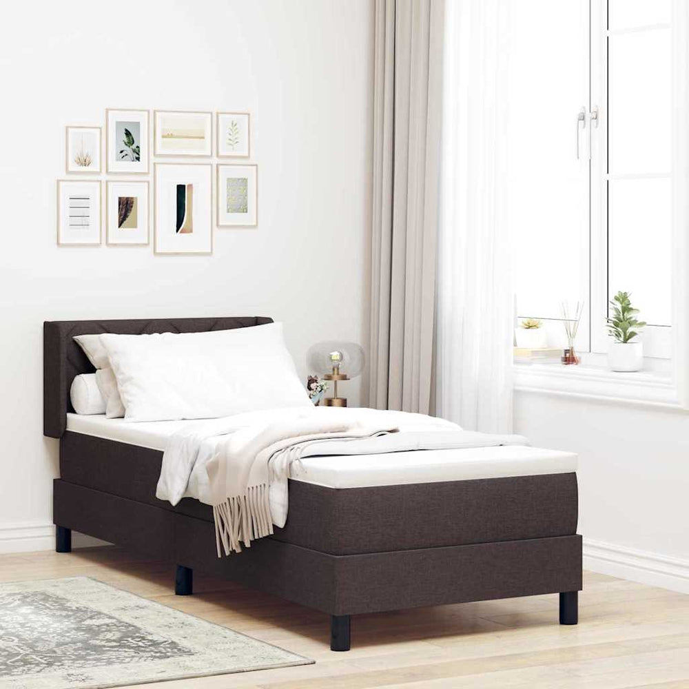 vidaXL Box Spring Bed with Pillows Dark Brown 200 x 80 cm Fabric