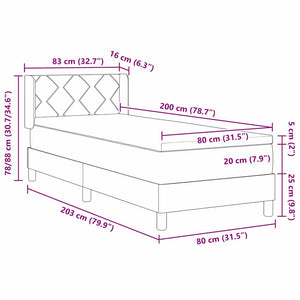 vidaXL Box Spring Bed with Pillows Dark Brown 200 x 80 cm Fabric