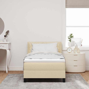 vidaXL Box Spring Bed with Pillows and Headboard Cream 190 x 90 cm Fabric