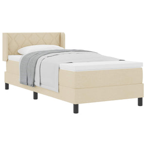 vidaXL Box Spring Bed with Pillows and Headboard Cream 190 x 90 cm Fabric