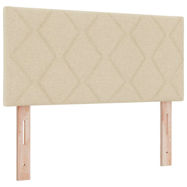 vidaXL Box Spring Bed with Pillows and Headboard Cream 190 x 90 cm Fabric