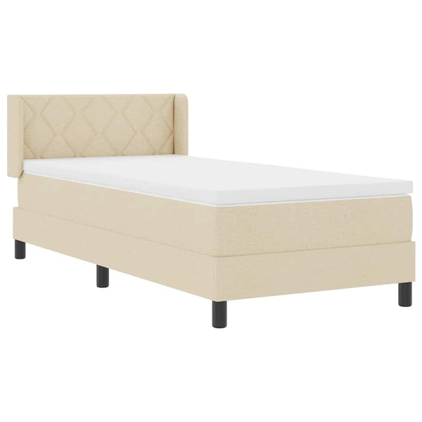vidaXL Box Spring Bed with Pillows and Headboard Cream 190 x 90 cm Fabric