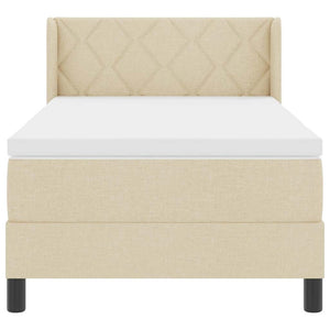 vidaXL Box Spring Bed with Pillows and Headboard Cream 190 x 90 cm Fabric