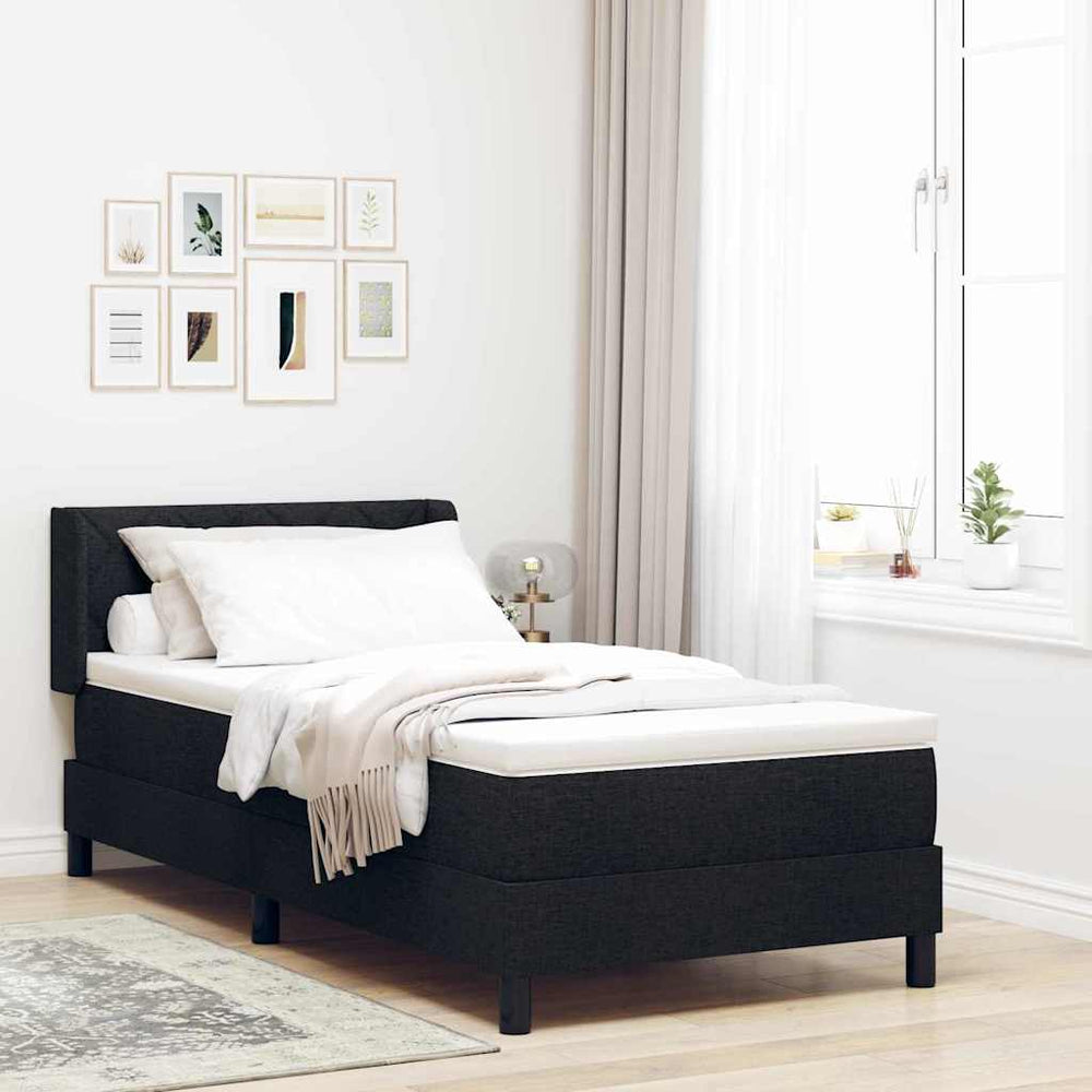 vidaXL Box Spring Bed with Pillows Black 200 x 100 cm Fabric