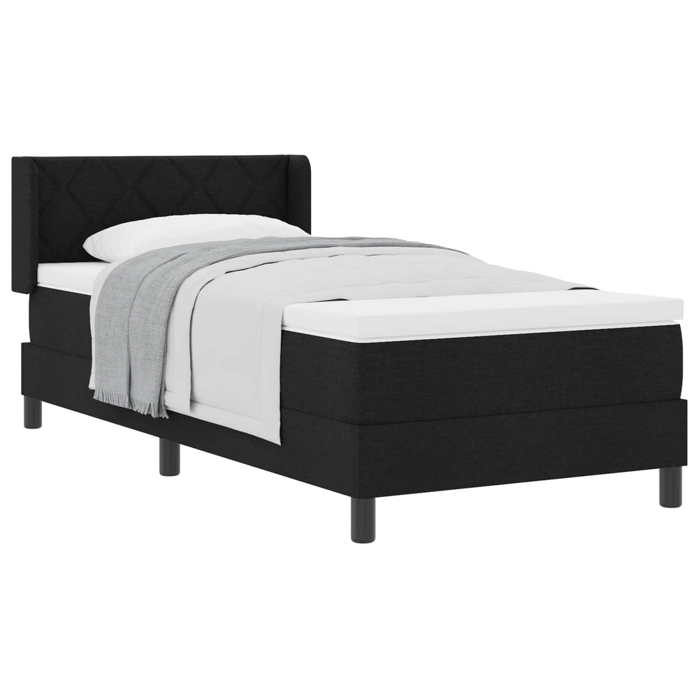 vidaXL Box Spring Bed with Pillows Black 200 x 100 cm Fabric
