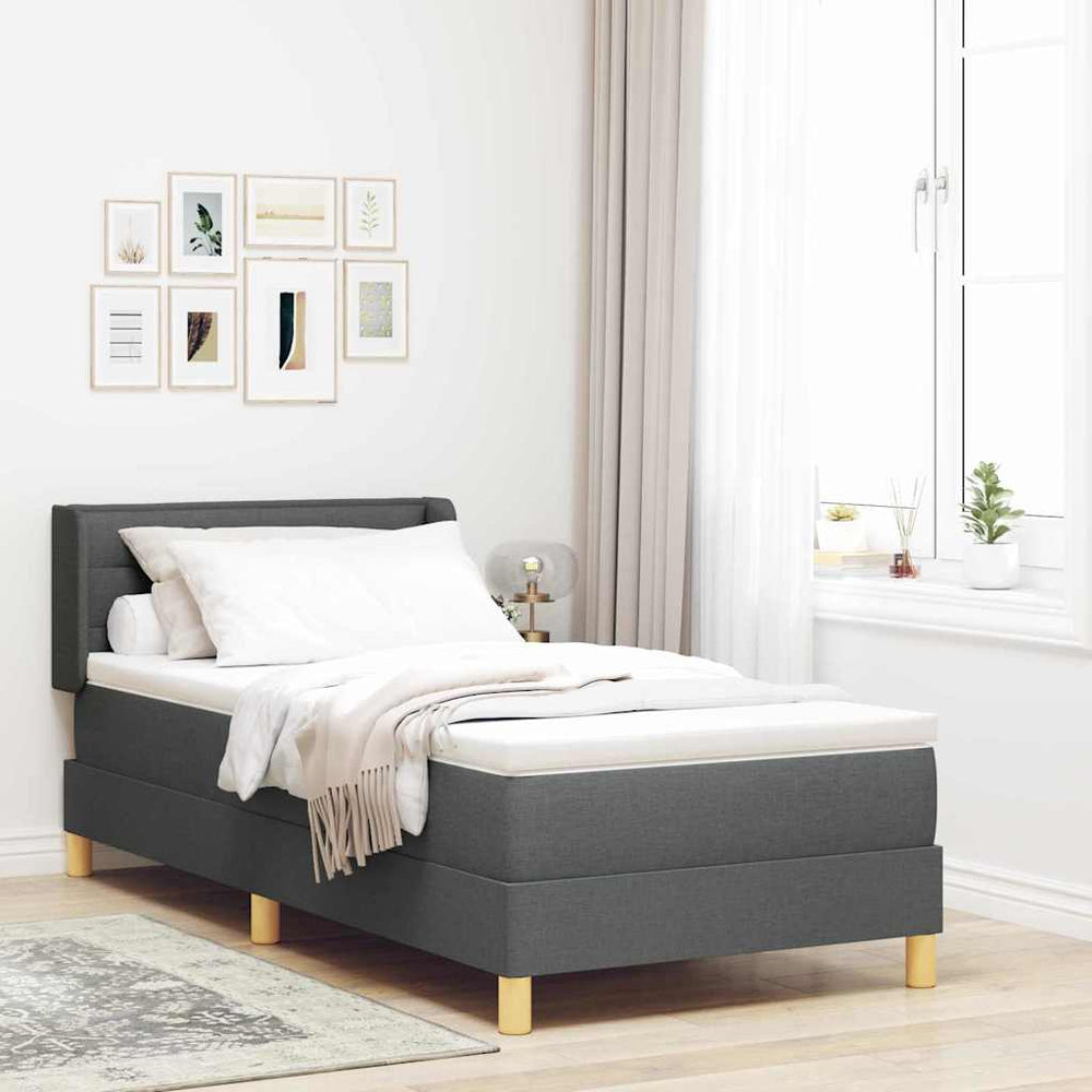 vidaXL Box Spring Bed with Mattress Dark Gray 200 x 100 cm Fabric