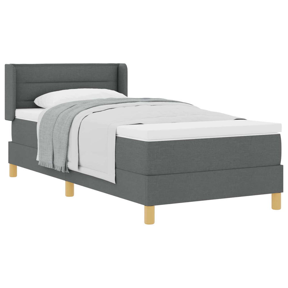 vidaXL Box Spring Bed with Mattress Dark Gray 200 x 100 cm Fabric